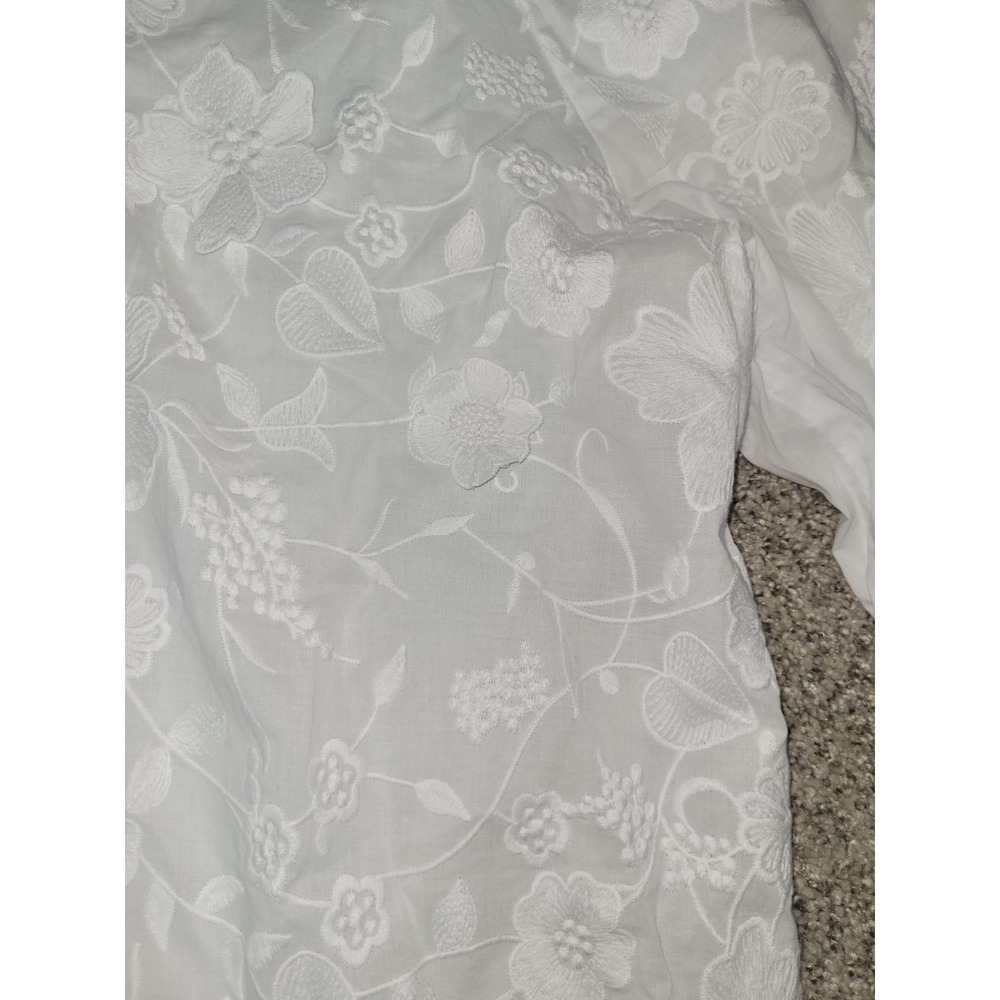 Hester Orchard Anthropologie Womens Small Embroidered Floral White Blouse Boho - Picture 5 of 13